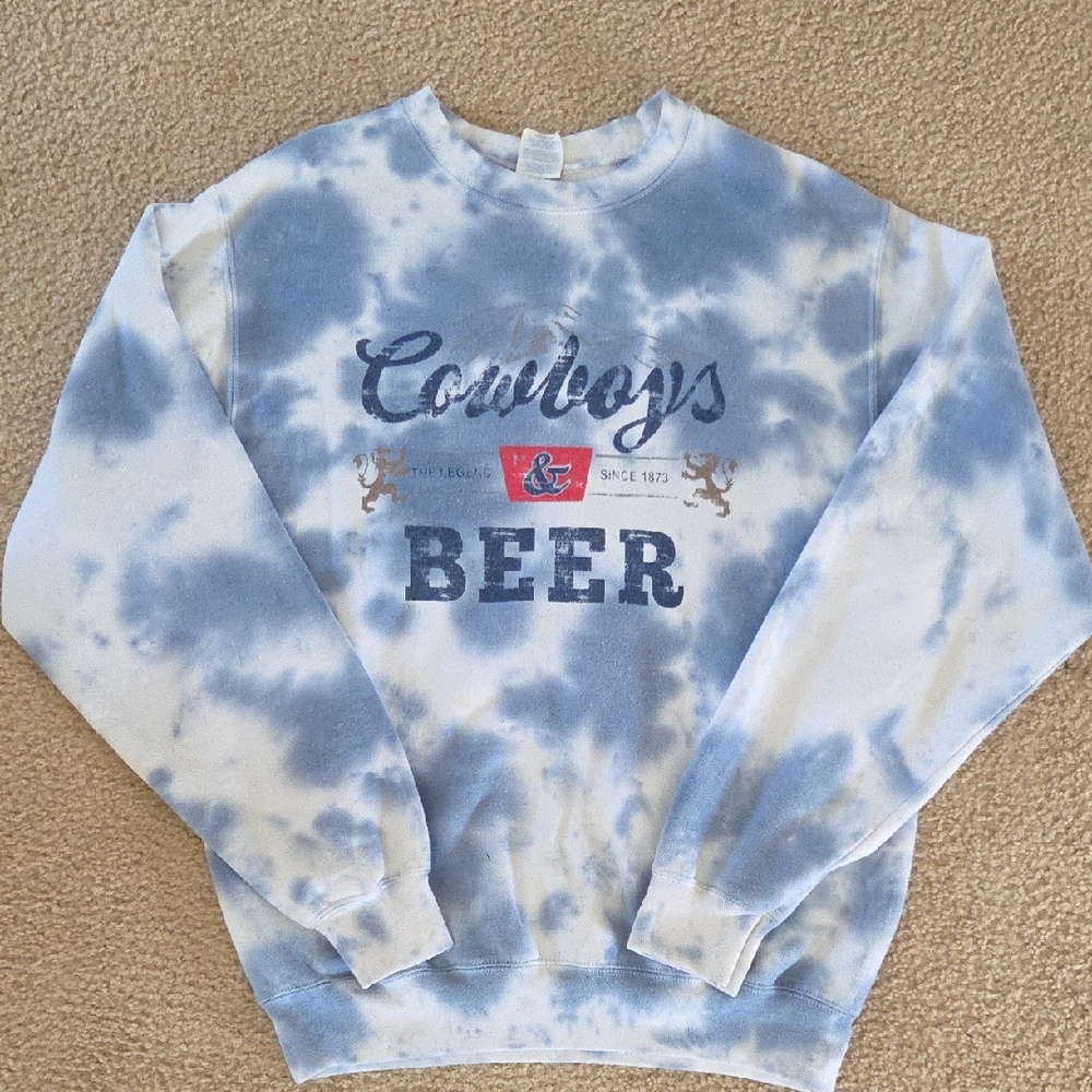 Womens Cowboys & Beer Tie-Dye Crewneck